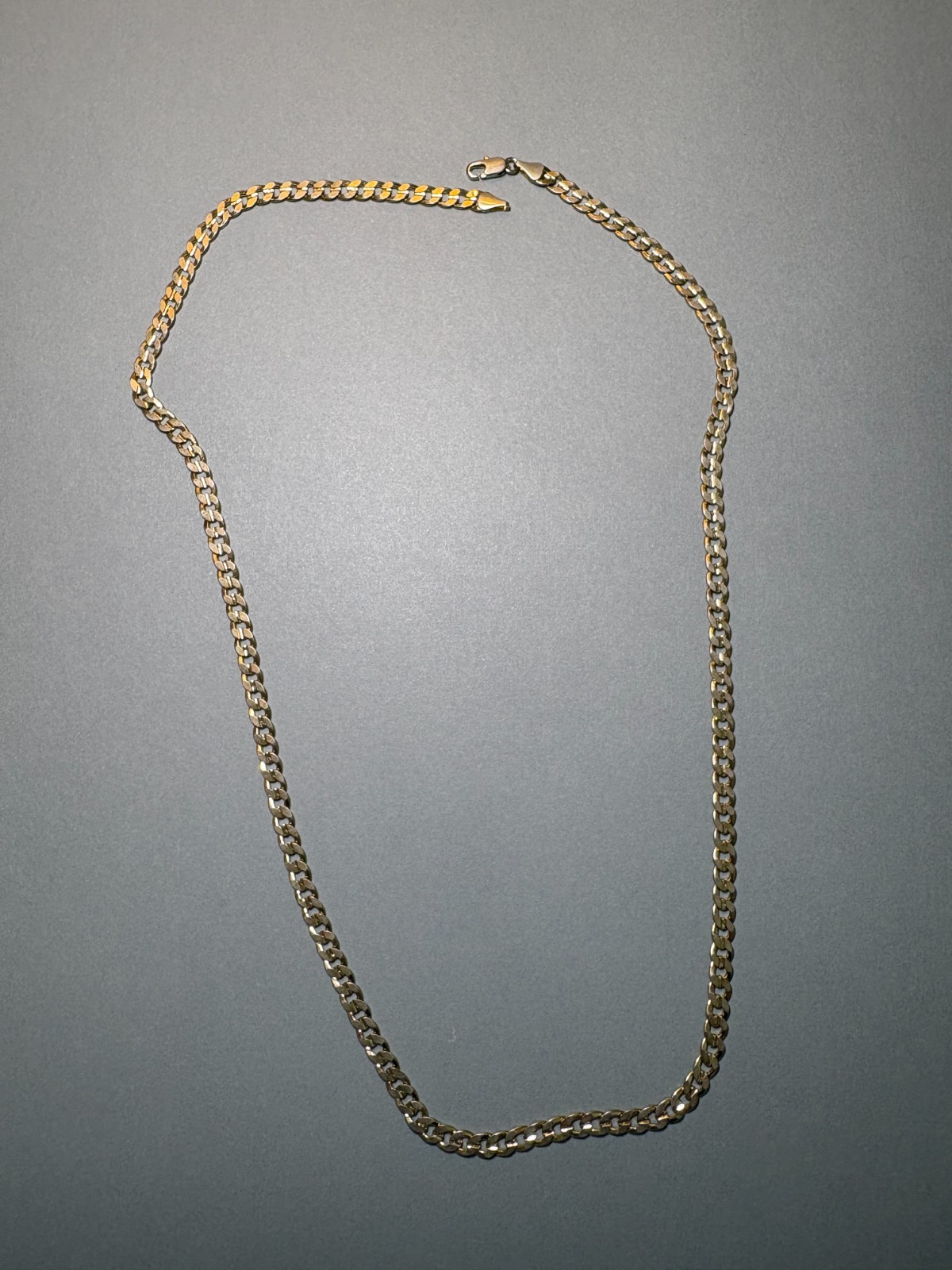 Vintage Curb Link Chain Necklace 23″ Stamped 14K Gold Tone Plated Shows Wear