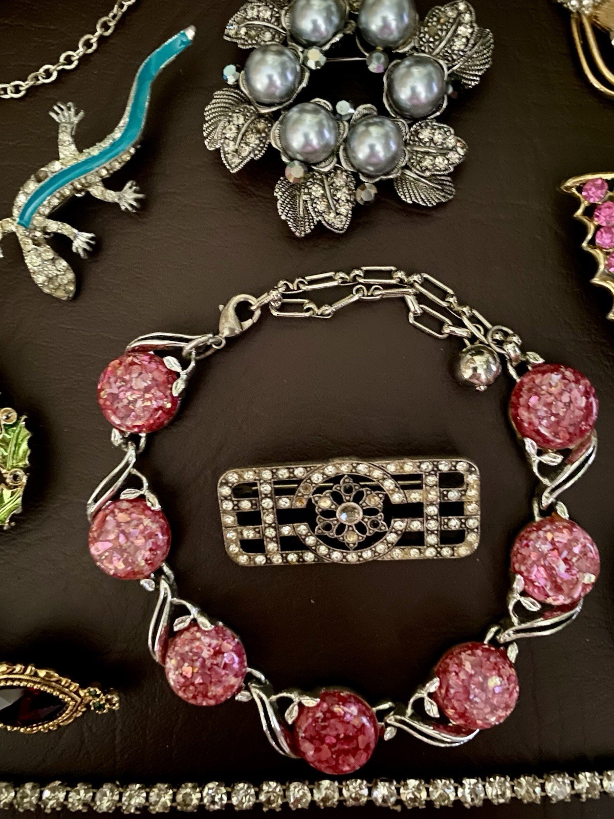 Vtg REPAIR RESTORE Rhinestone Some Signed Brooch Necklace Bracelet Lot