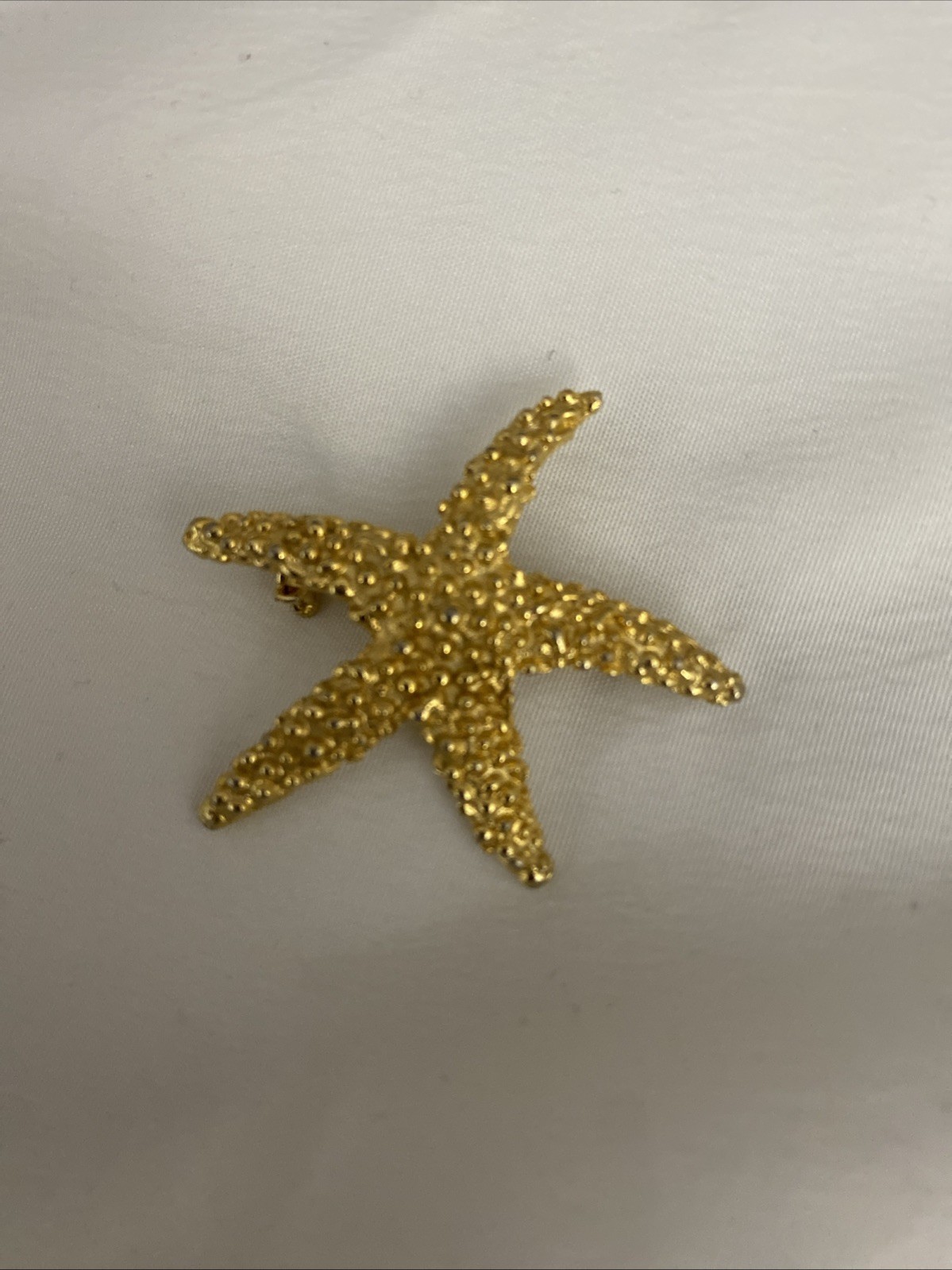 Vintage Roma Signed Starfish Brooch Pin Gold Tone Sea Creatures Ocean Aquatic