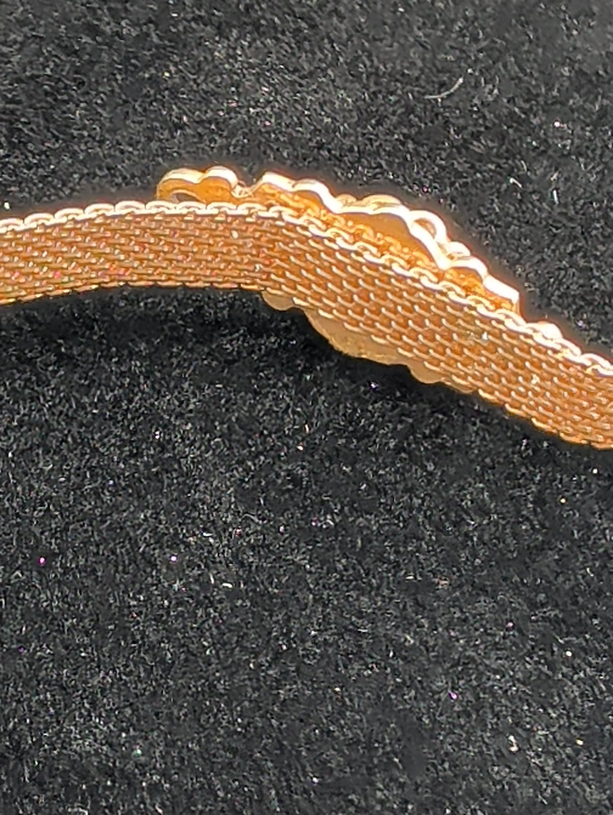 Vtg Gold Tone Mesh Buckle Bracelet Tiger’s Eye Cabochon Victorian Revival 1960s