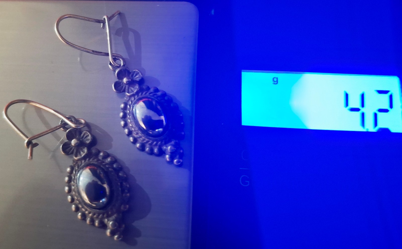 Earrings Vintage Women’s Jewelry IN STERLING SILVER 925 with hematite stone