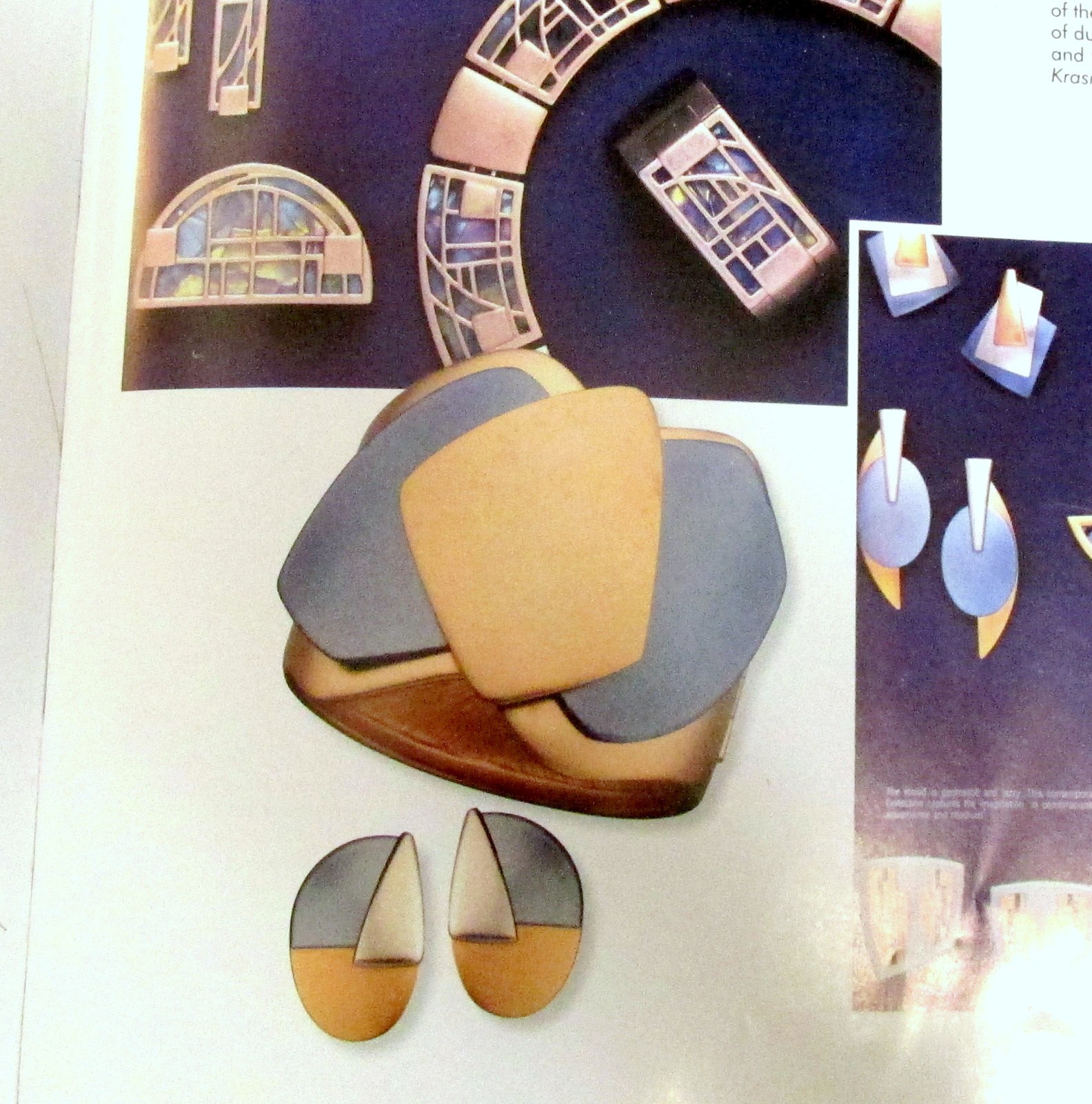 VTG RUNWAY DECO MONET “ALL THAT JAZZ” METALLIC BLUE GP NECKLACE EARRINGS ’85