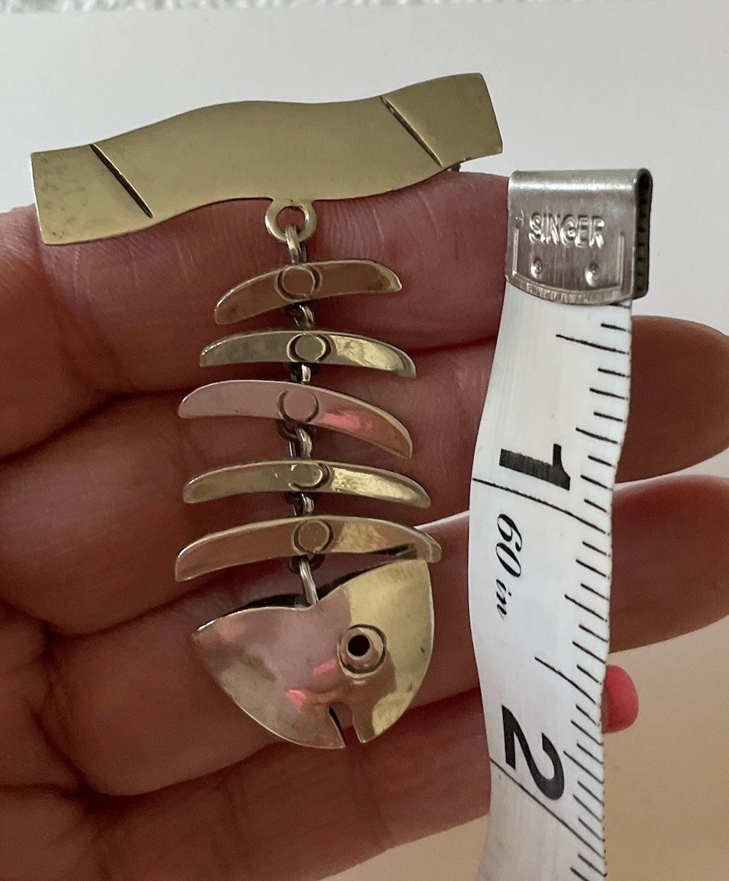 Vintage Mexico Taxco Sterling Silver ArticulatedFish Brooch Pin 6.5 g