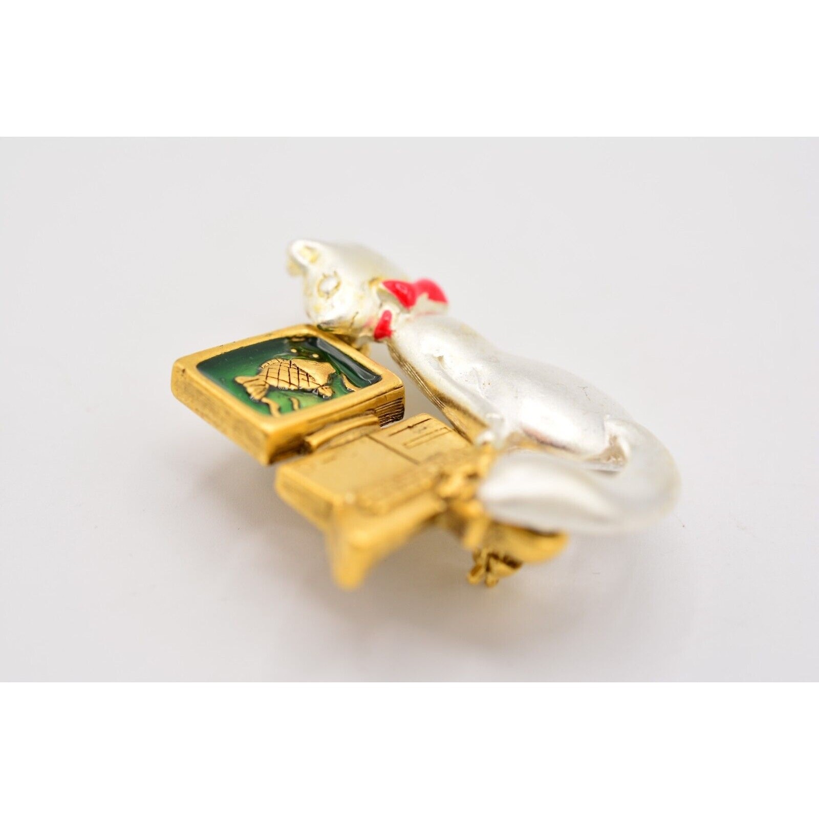 Danecraft Vintage Cat Fish Pin Brooch Computer Screen Saver Funny NOS 80s BinA7