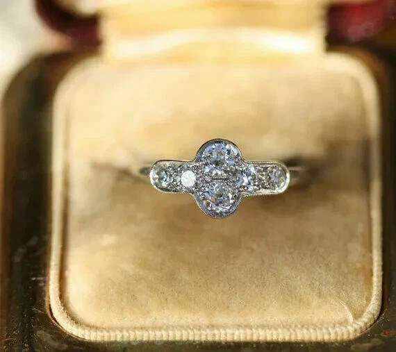 Art Deco Style Round Cut Lab Created Diamond 925 Silver Best Birthday Gift Ring