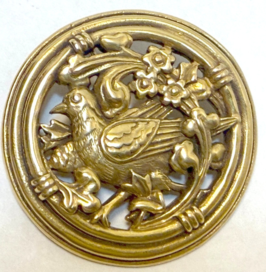 MMA Metropolitan Museum of Art Gold Plate Bird/Dove in Roundel Brooch Pendent