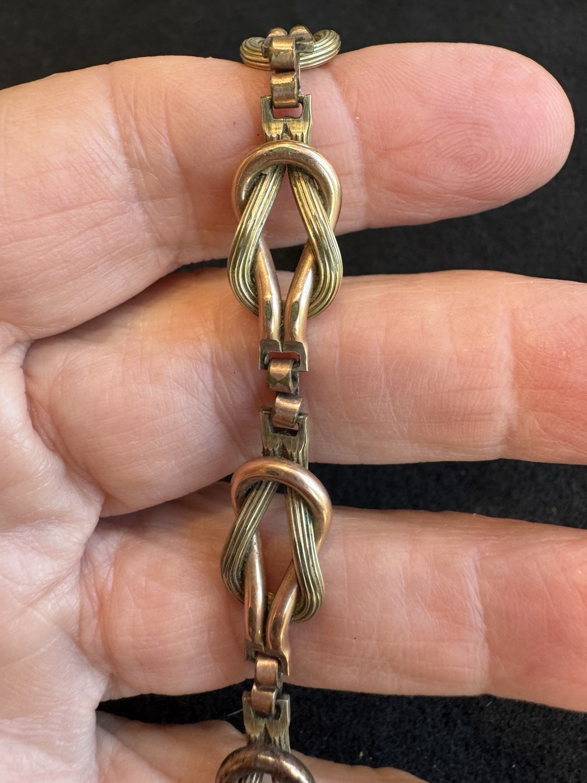 Vintage Two Tone Gold Square Knot Bracelet