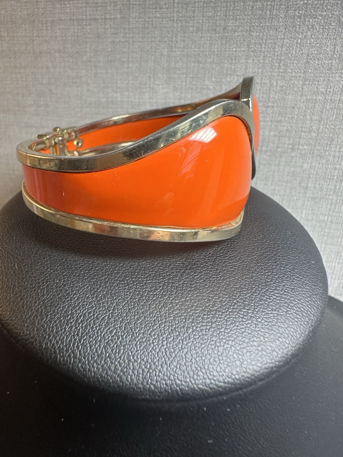 Vintage Orange Enameled Hinged Bracelet