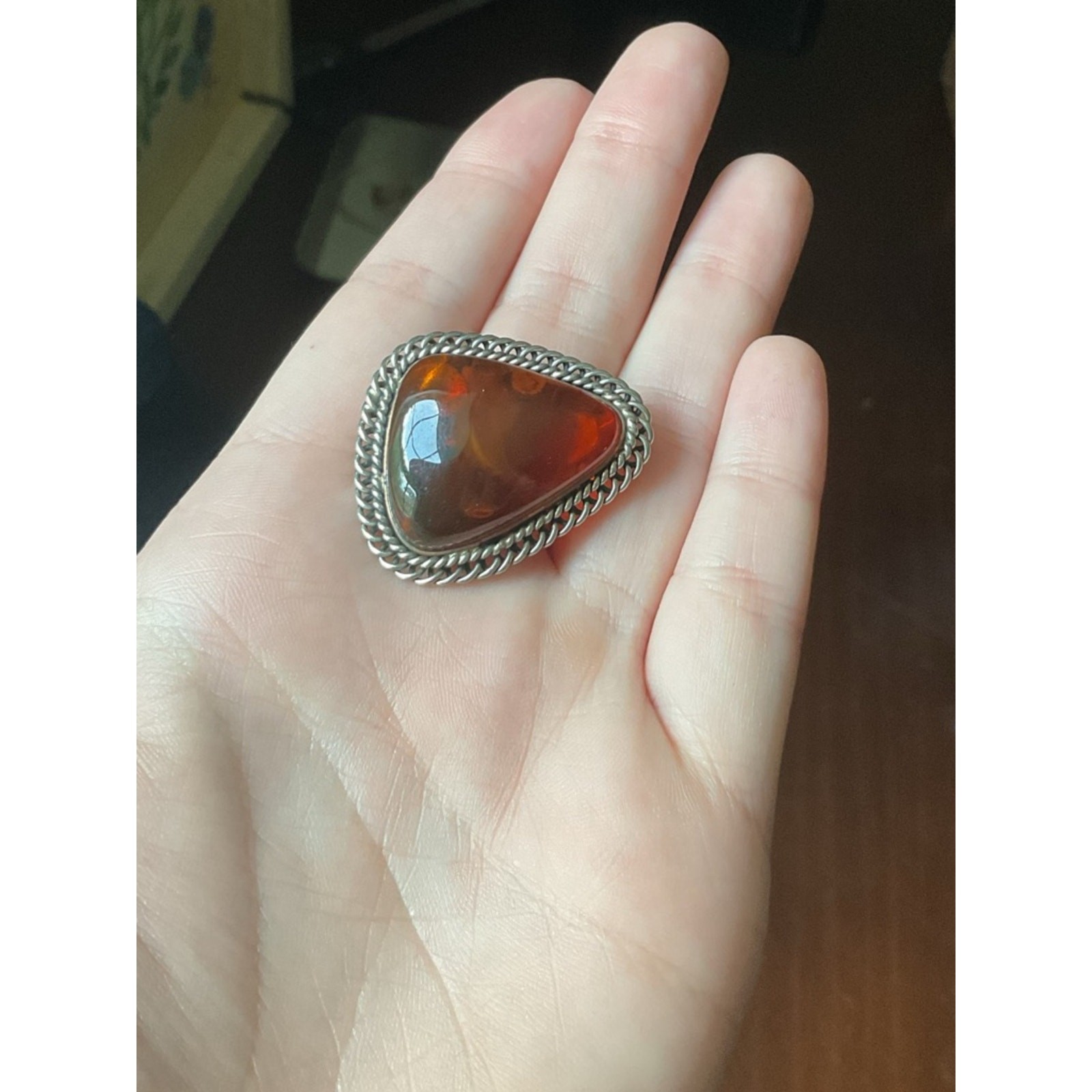 Vintage Baltic Amber Modernist Brooch Pin