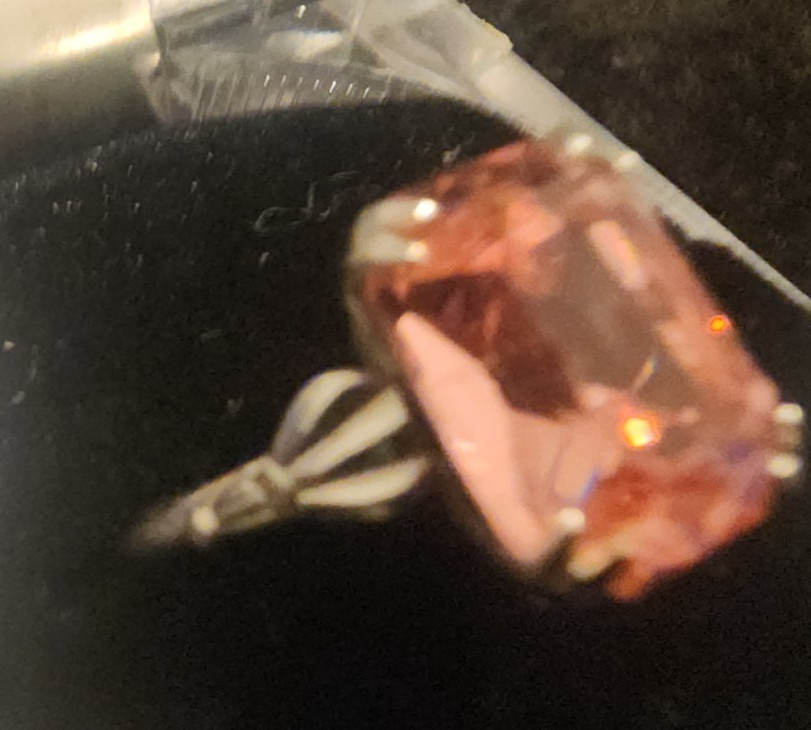 Nice Vintage Sterling Silver 925 Radiant Shaped Pink Stone Ring Size 6.75 W/Box