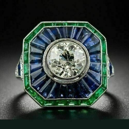 4.75Ct Art Deco Style Lab Created Diamond Anniversary 14k White Gold Finish Ring