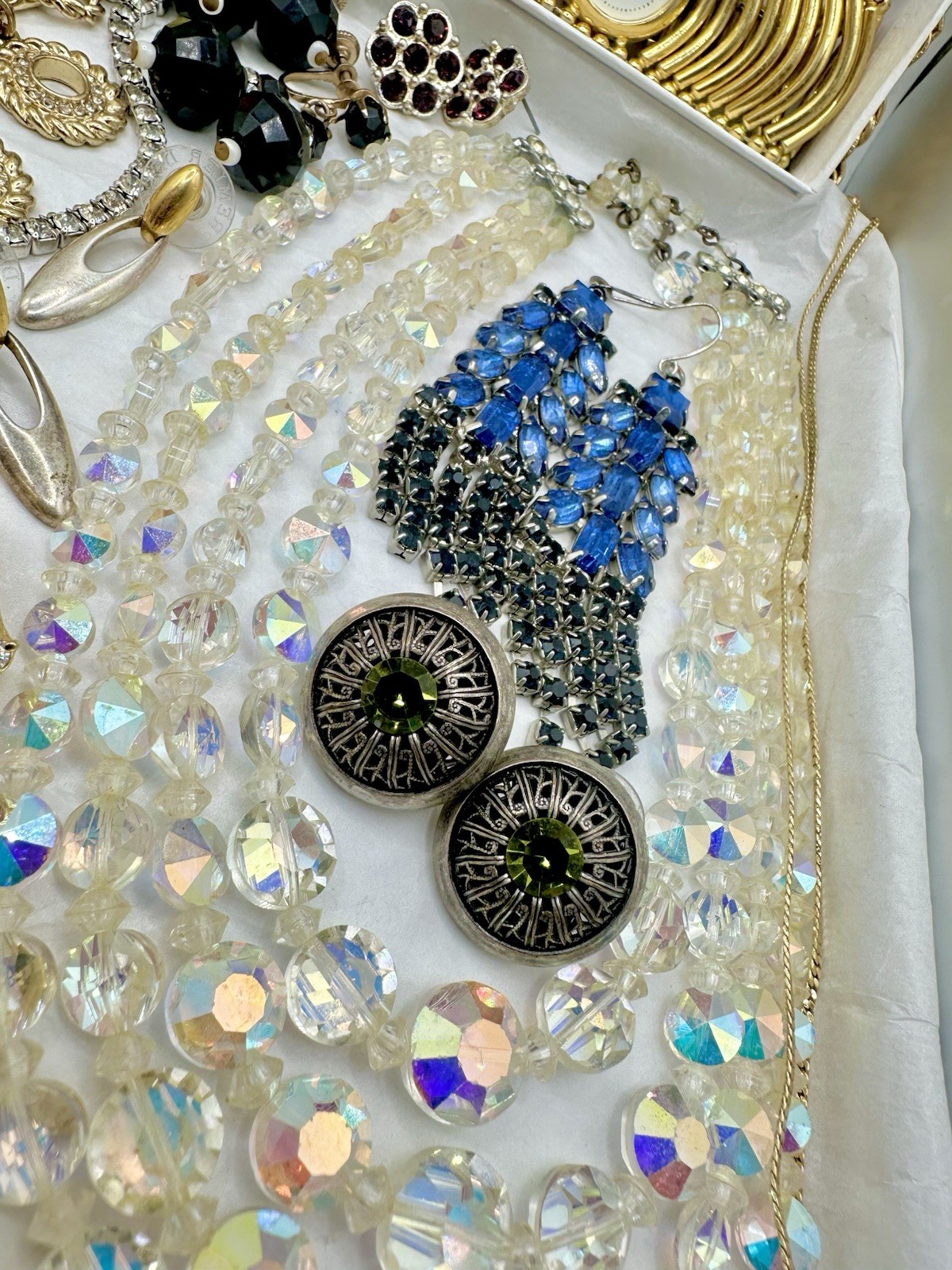 Antique VTG Estate Jewelry Gold Tone Monet Avon Crystal Romantic Sparkle Read