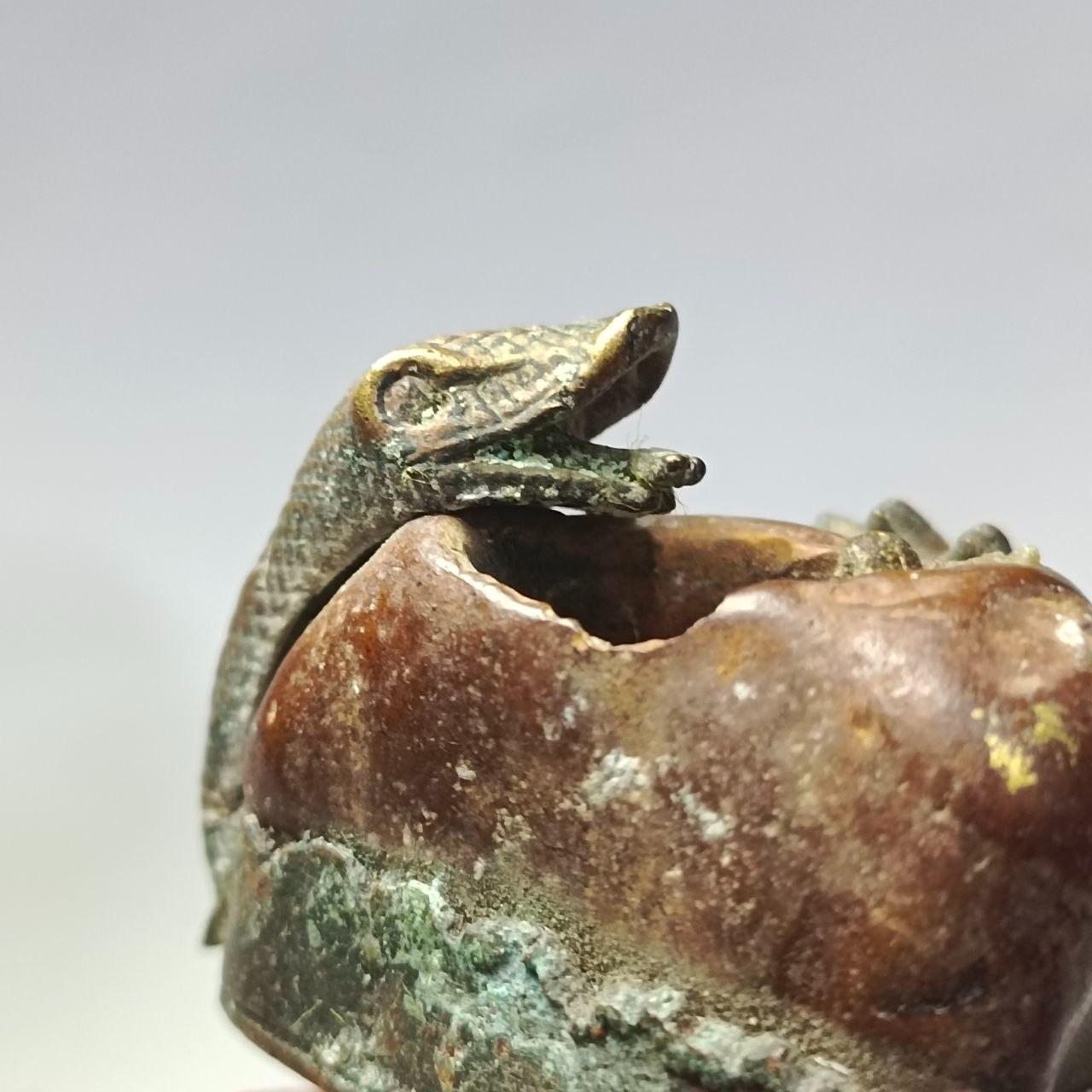 Vintage handmade copper snake ring, rare serpent design collectible