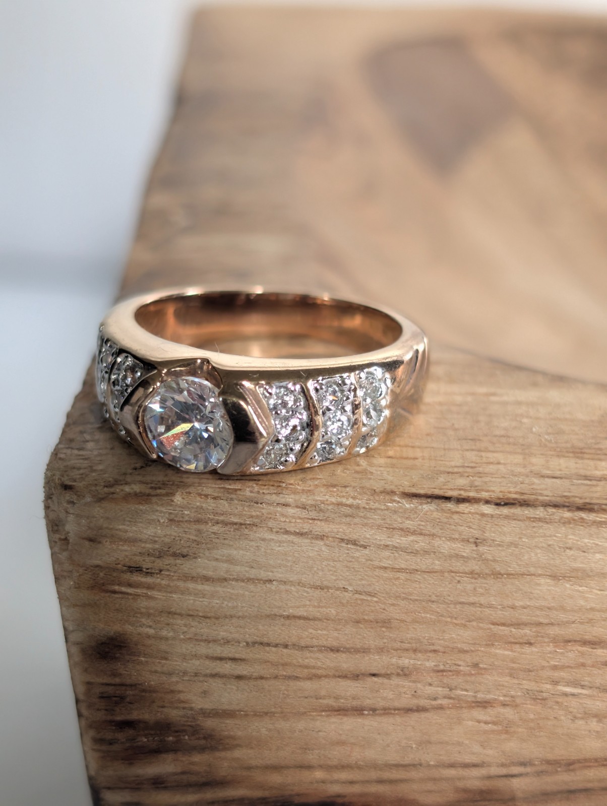 Vintage Thailand Fine Costume Cubic Zirconia Gold Tone Ring Size 7