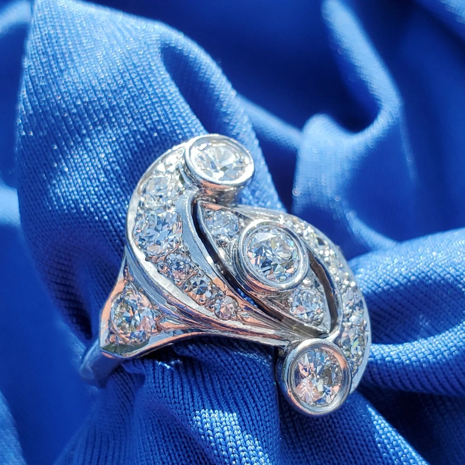 Original EARTH MINED DIAMOND European cut Deco Engagement Ring Vintage 14K GOLD