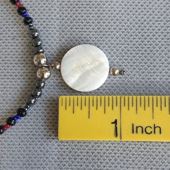 Handmade Women’s Tribal Style Necklace Beige/Multicolor 12.5 Inches