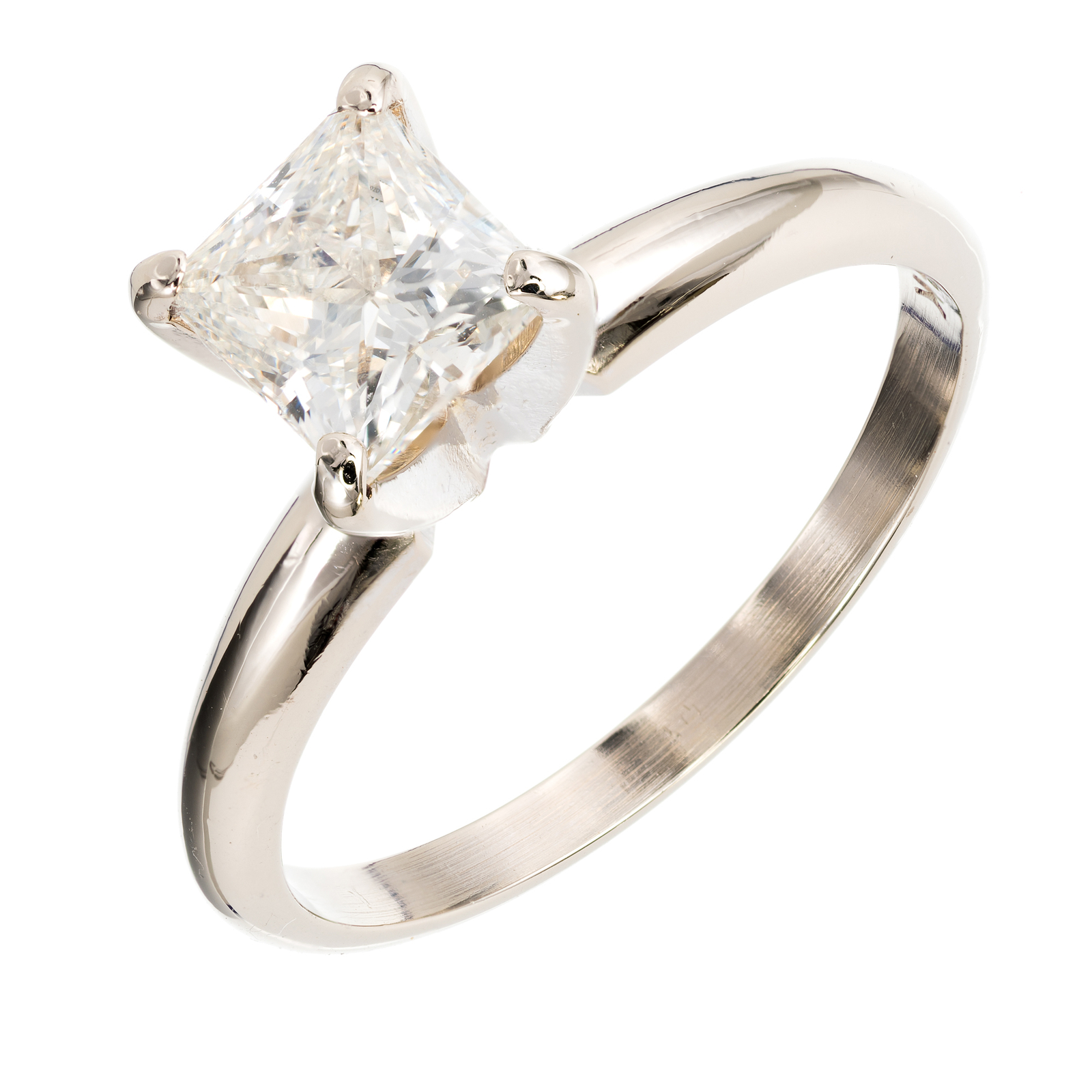 Estate .94ct Princess Cut Diamond Engagement Ring Clarity Enhanced