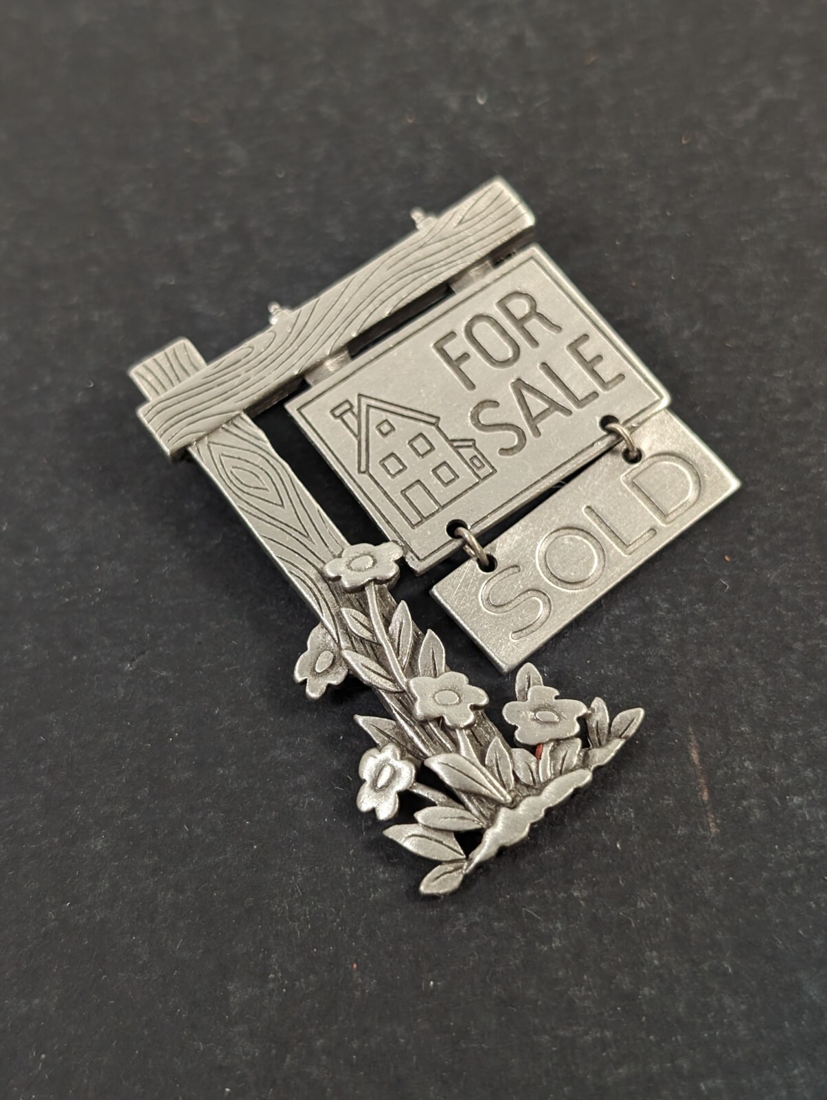 Vintage JJ Pewter Pin For Sale Sold House Home Buyer Realtor Housewarming Gift