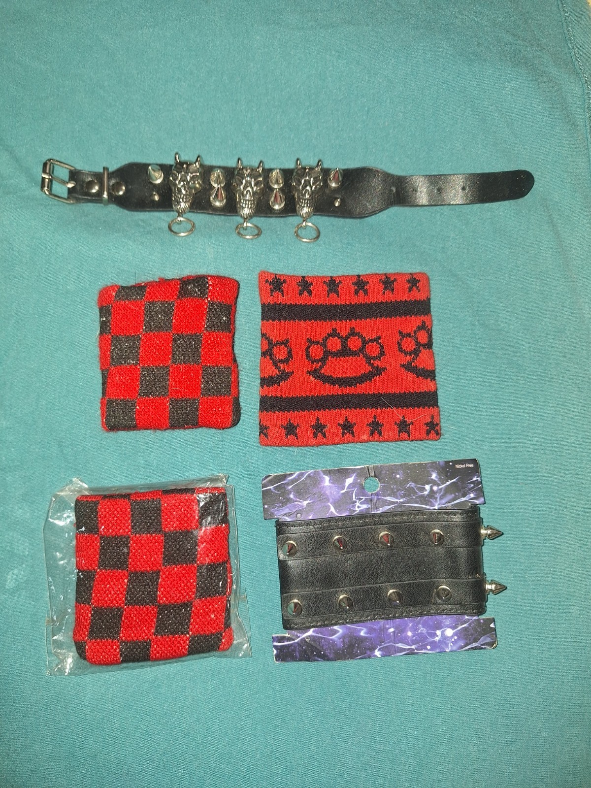 Punk Rock Goth Metal Accessories Jewelry Assorted Lot red black