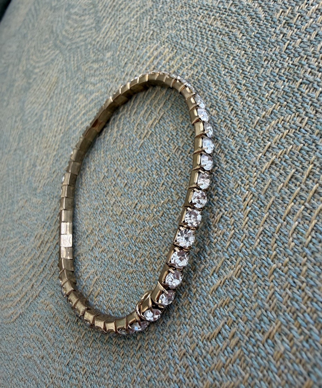 Vintage golden tennis stackable Rhinestone sparkling Stretch Bracelet approx 2.7