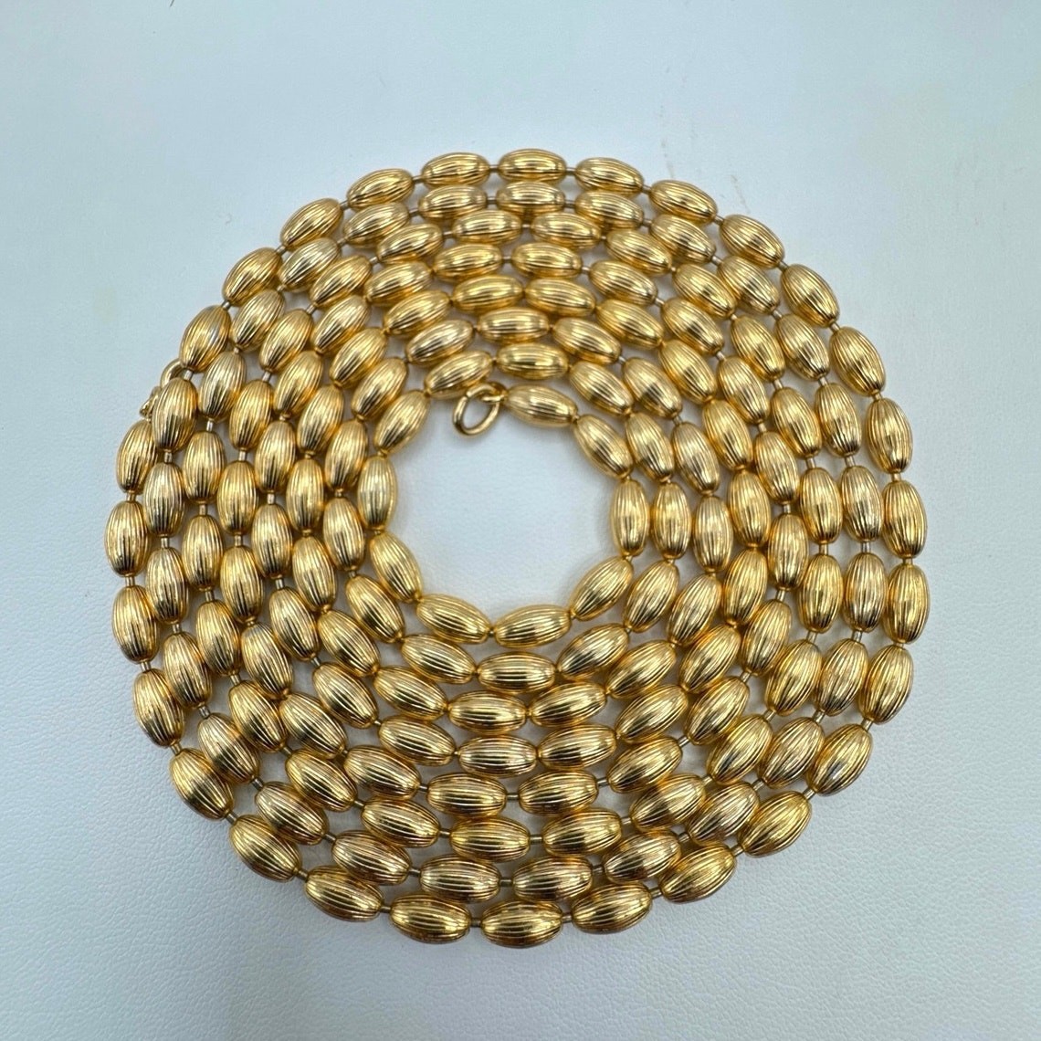 Napier Gold Filled Textured Beaded Chain Opera Length Necklace 60” 62g Vintage