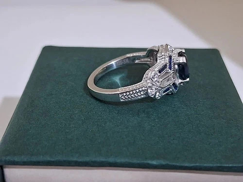 Art Deco Style Round Cut Lab Created Diamond 925 Silver Anniversary Gift Ring