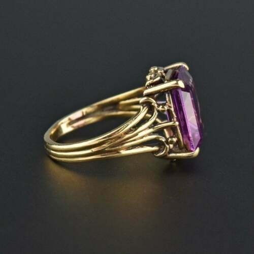 Art Deco 5.10 Ct Purple Diamond Vintage Wedding Ring 14K Yellow Gold Finish