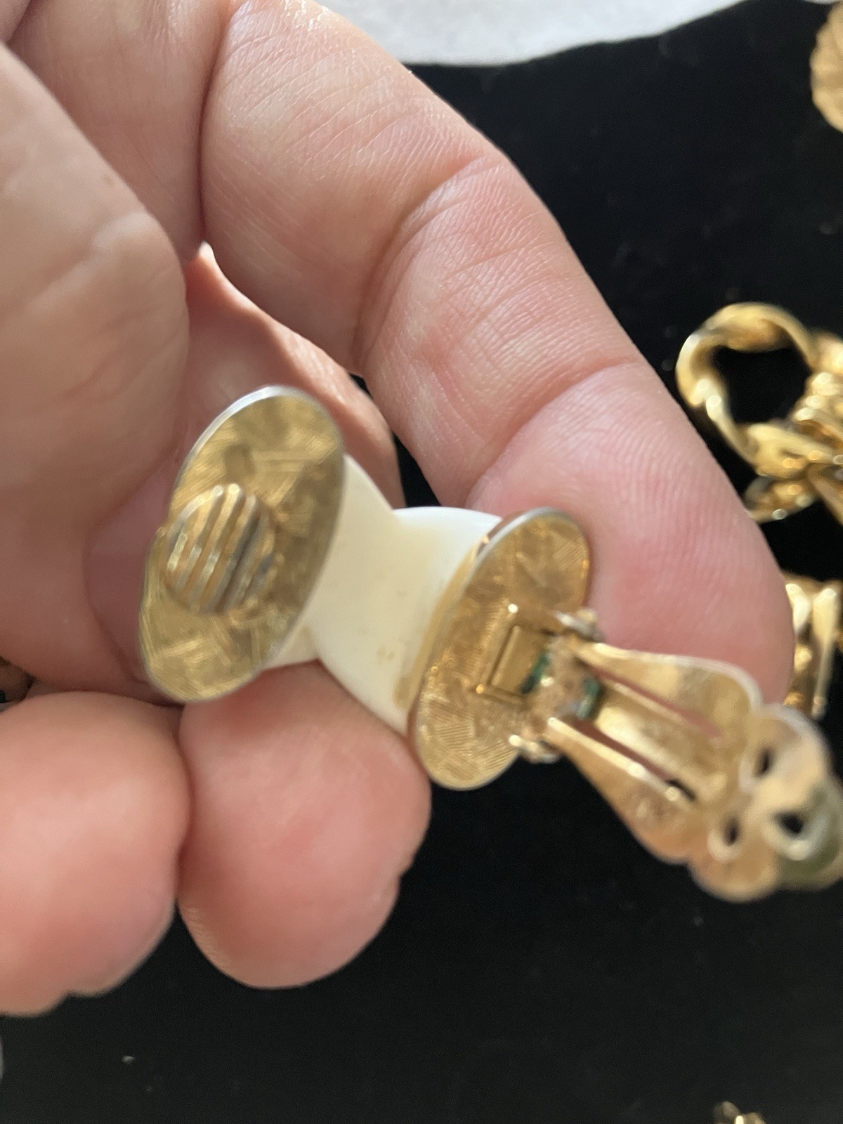 3 Pr Vtg Givenchy Clip On Earrings Chunky Doorknockers Cabochon X’s Signed