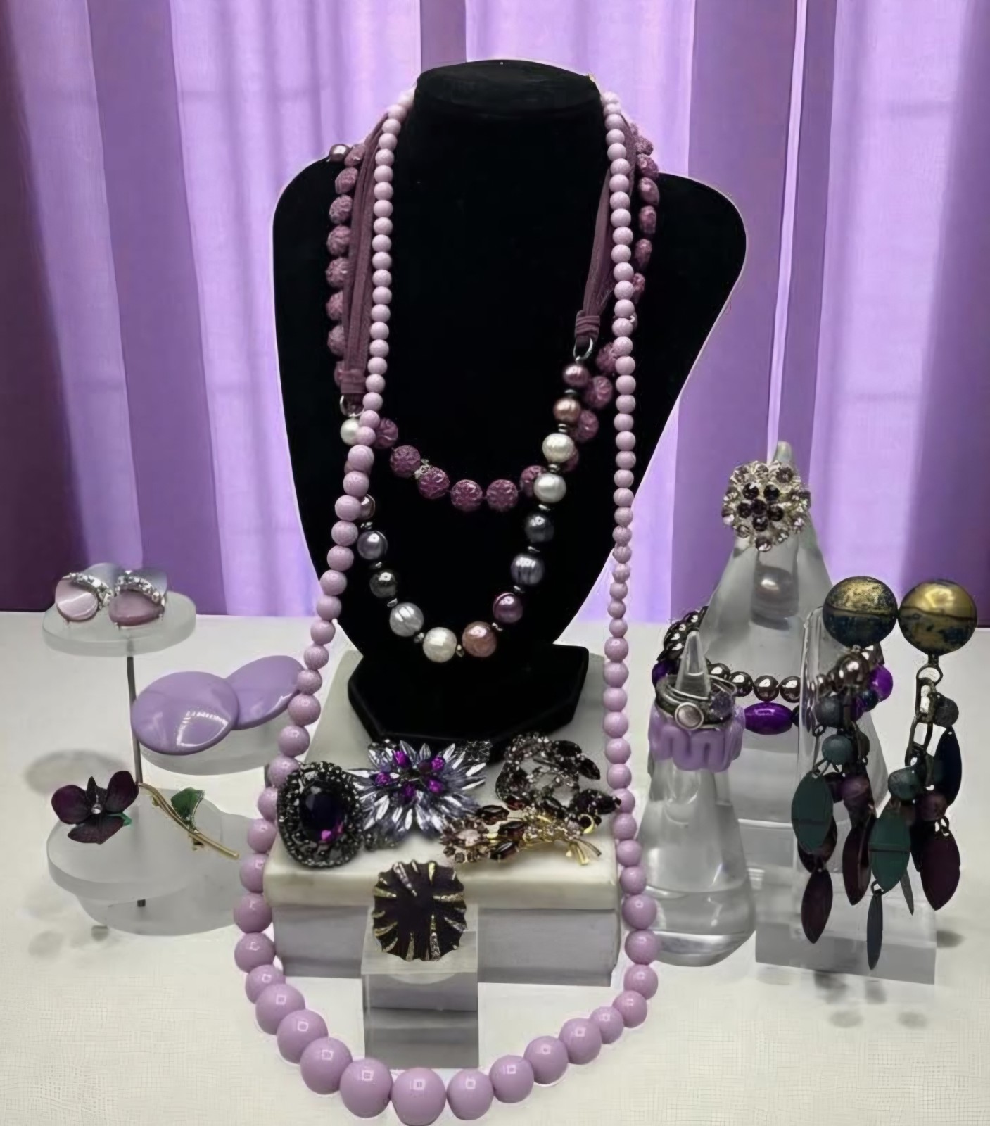Purple PASSION Vintage JEWELRY Lot 17 Pieces