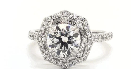 Attractive Art Deco Halo Design In 925 Sterling Silver & Moissanite Wedding Ring