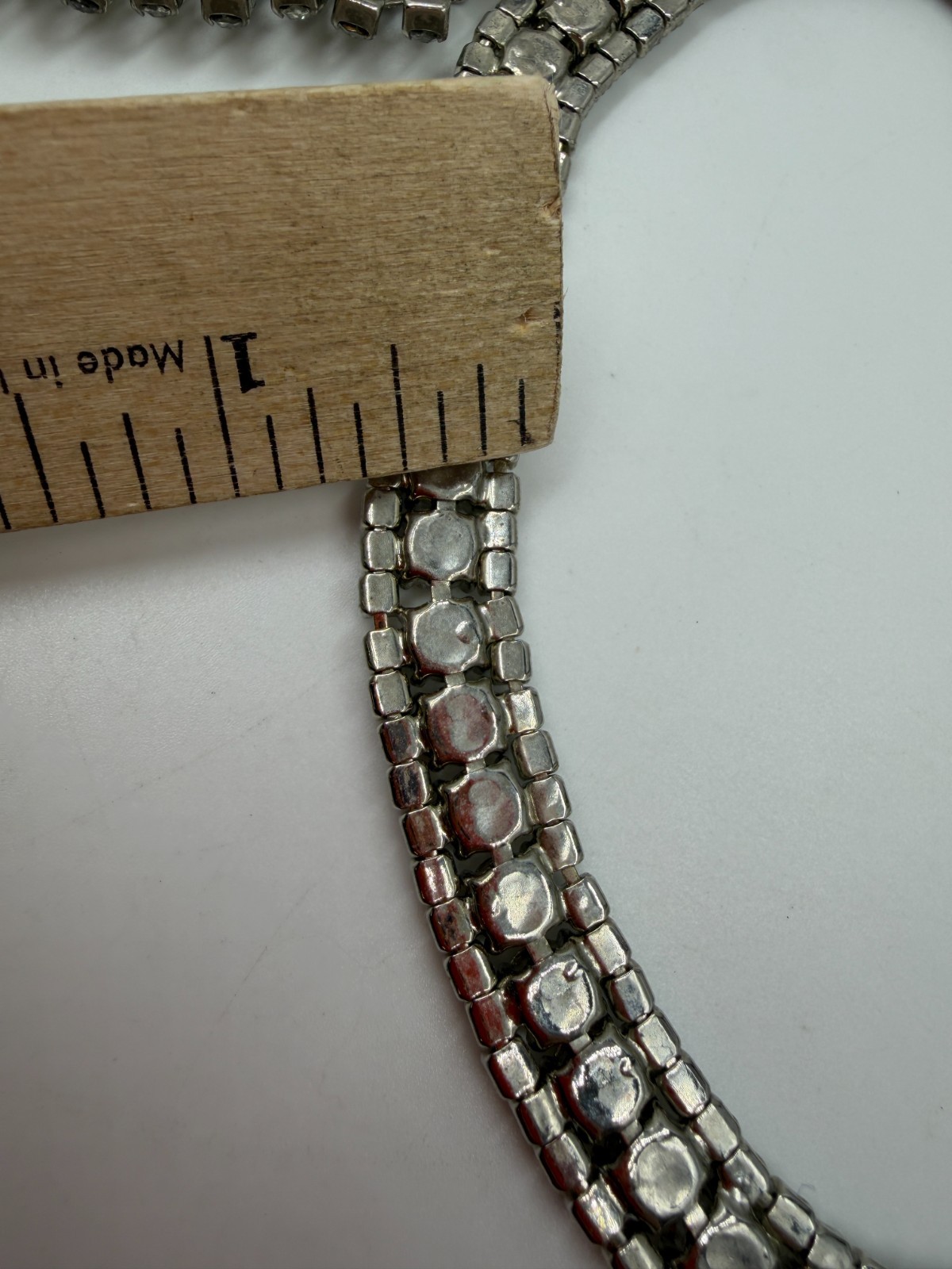 Vintage Jewelry Lot Rhinestone Clear Bracelet Necklace Not Matching 2 Piece