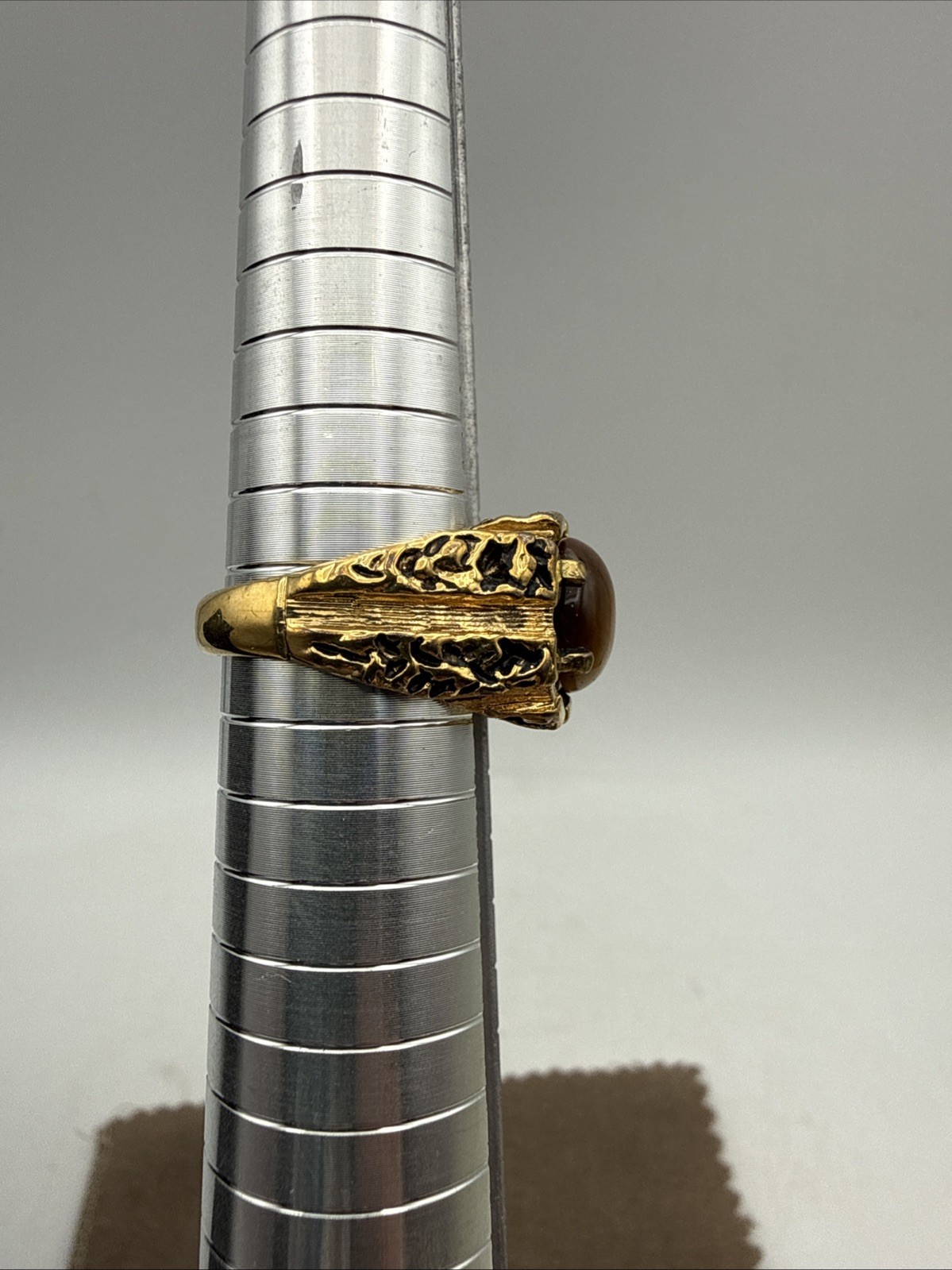 Vintage Statement Ring Tiger’s Eye Cobochon Size 8