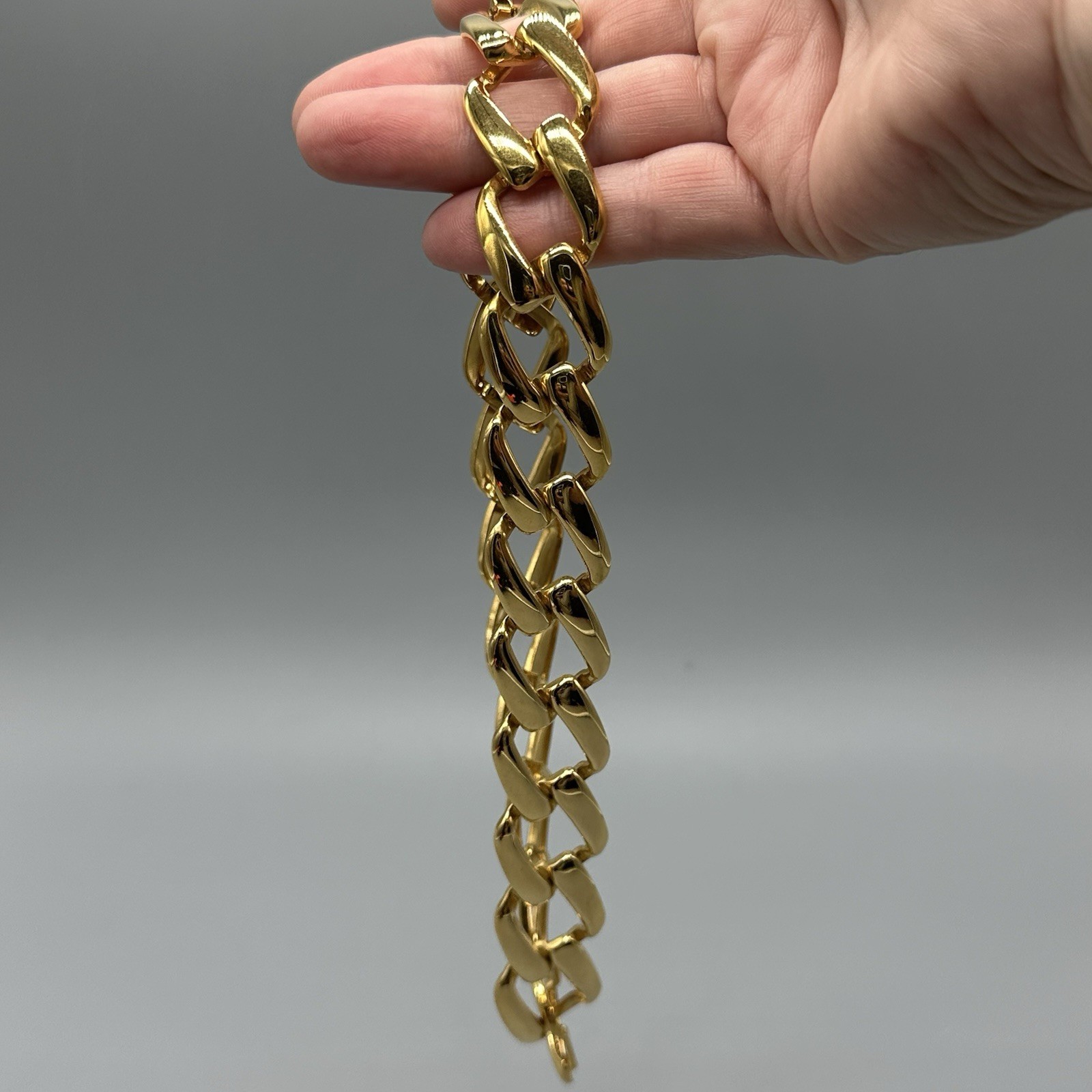 Vintage Napier Gold Tone Chain Link Statement Necklace Choker 16”