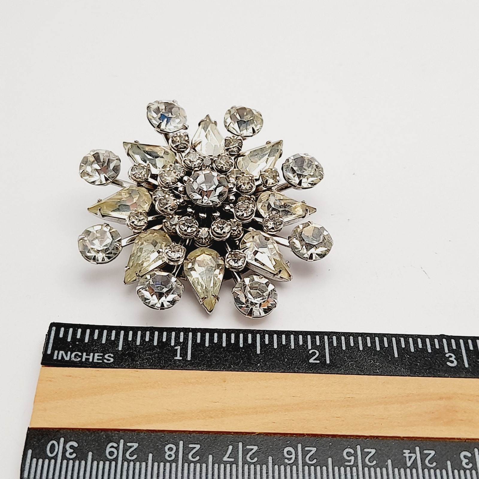 Vintage 1950s Unsigned Wedding Brooch, Riveted Three Dimensional Flower Pin