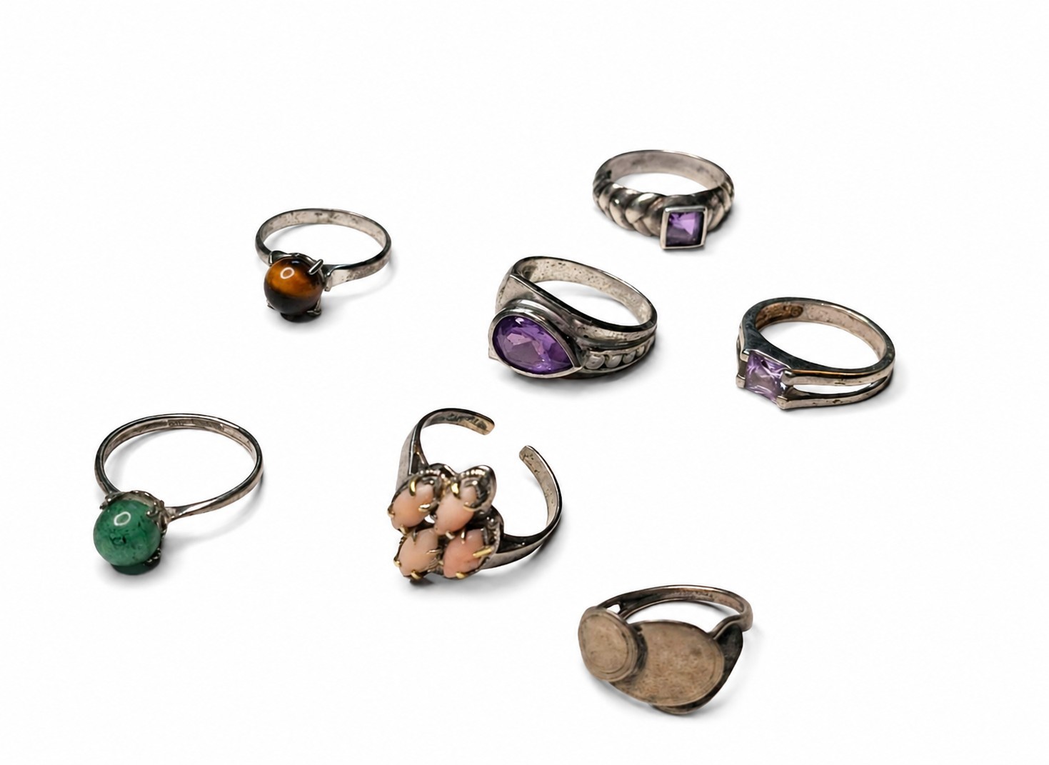 7 Sterling Ring Lot Ladies Various Sizes Conditions Resell Scrap Repurpose