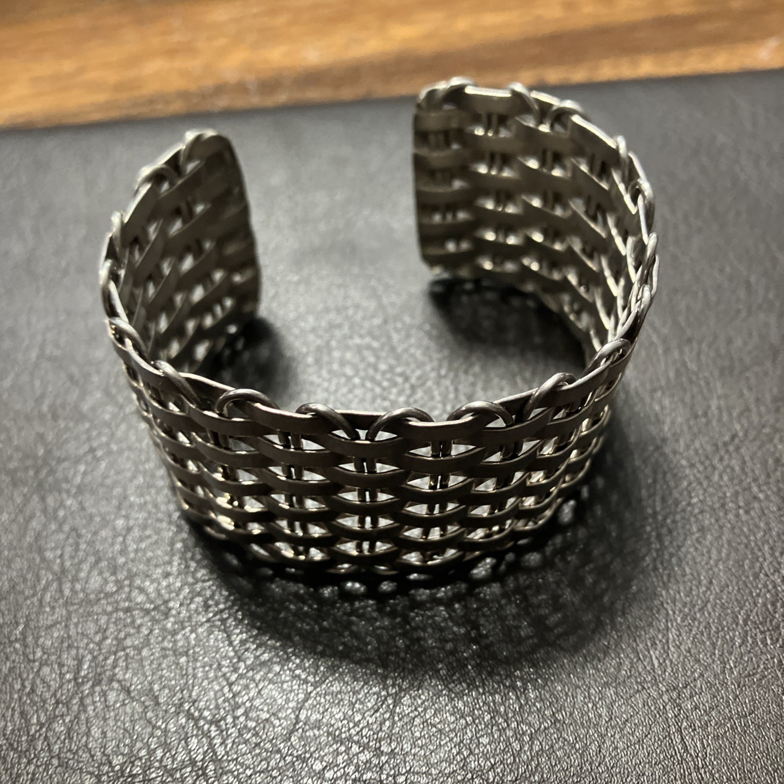 Sterling Silver 925 Cuff Woven 54.4 Grams Adult Unisex Adjustable