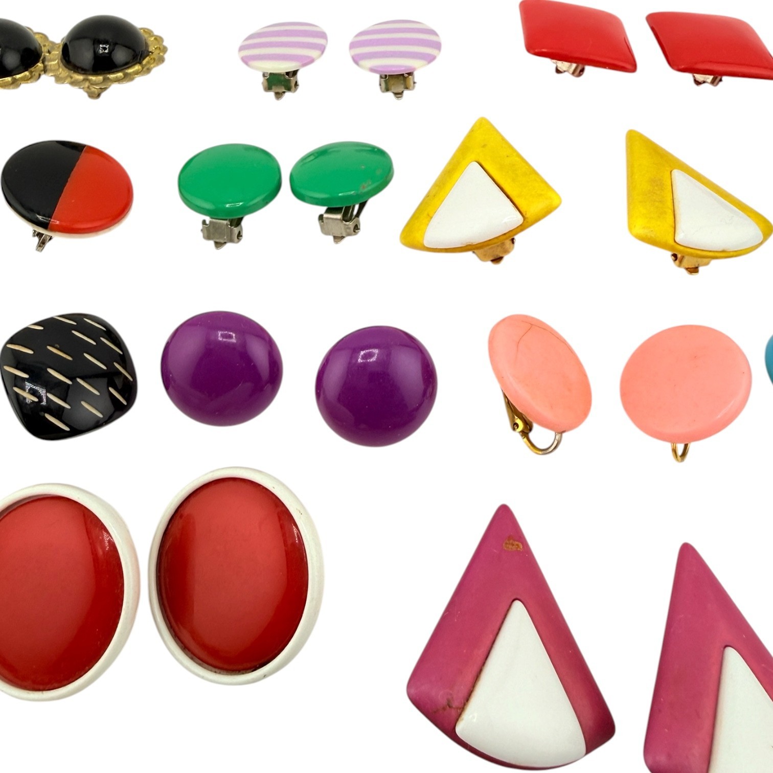 Vtg Earrings Lot of 44 Pairs Clip-on Screw-backs Lucite Acrylic Resin Mod Retro
