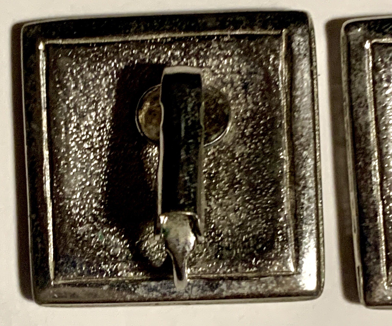Black & Silver Enamel Retro Geometric Clip-On Earrings Square Vintage
