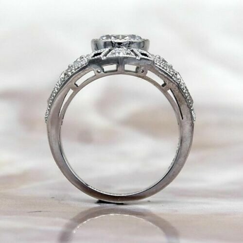 2.10 Ct White Diamond Art Deco Vintage Engagement Ring 925 Sterling Silver