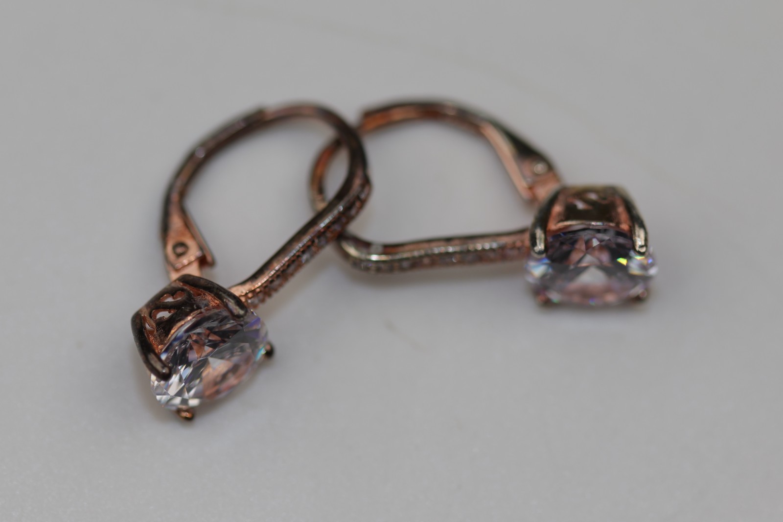 Copper Square Gemstone Earrings Sterling Silver