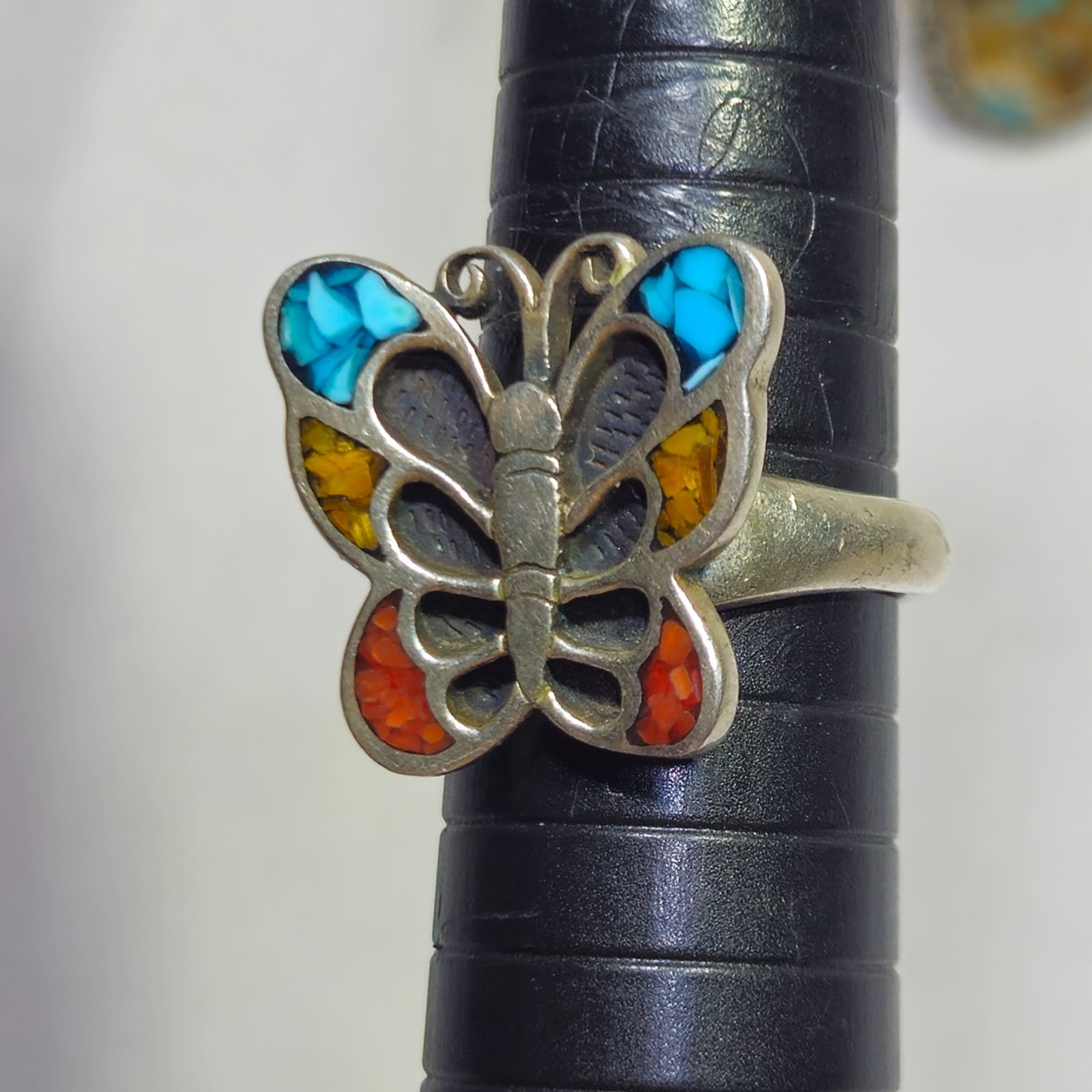 Vtg 6 Pc Assorted Sterling Silver Turquoise Inlay Ring Lot Jewelry Mixed Sz 30g