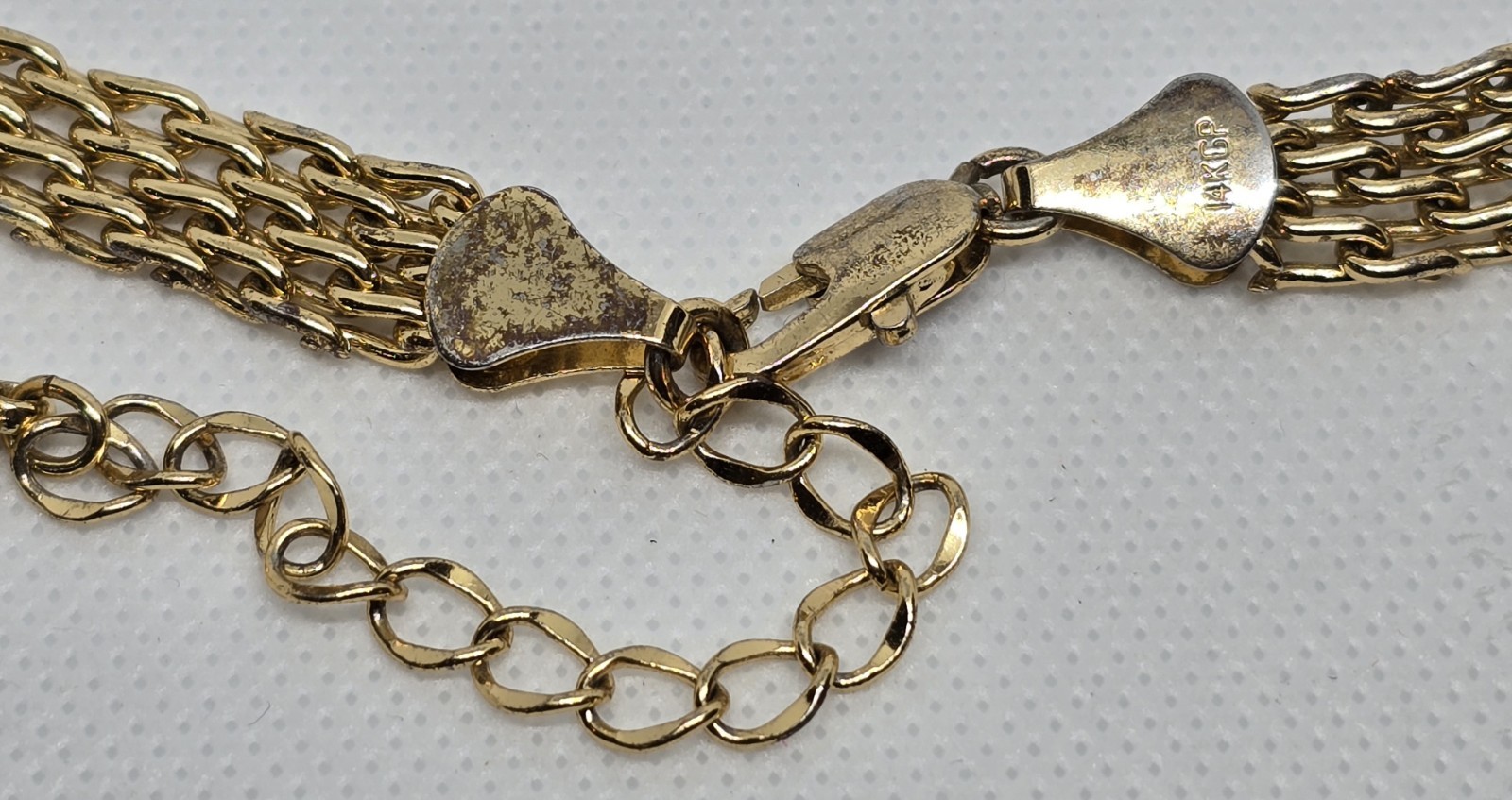 Vintage 14K Gold Plate Chain Weave Necklace & Bracelet Set 3 Inch Extension