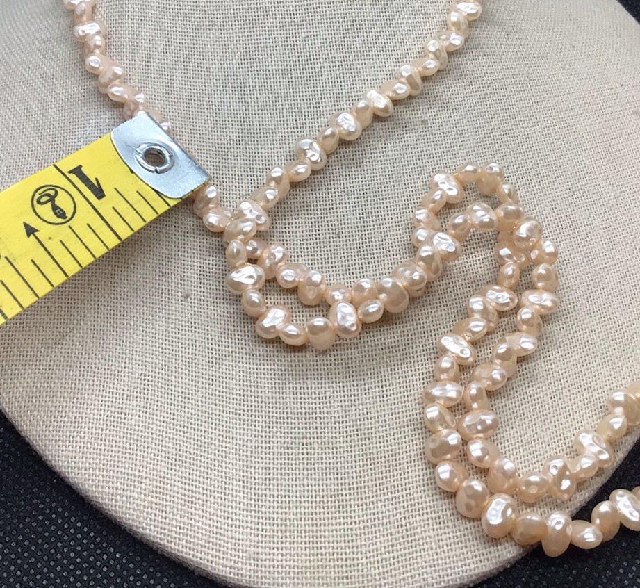 Vintage Costume Long Pale Pink Plastic Simulated Pearl Necklace 30″ G241
