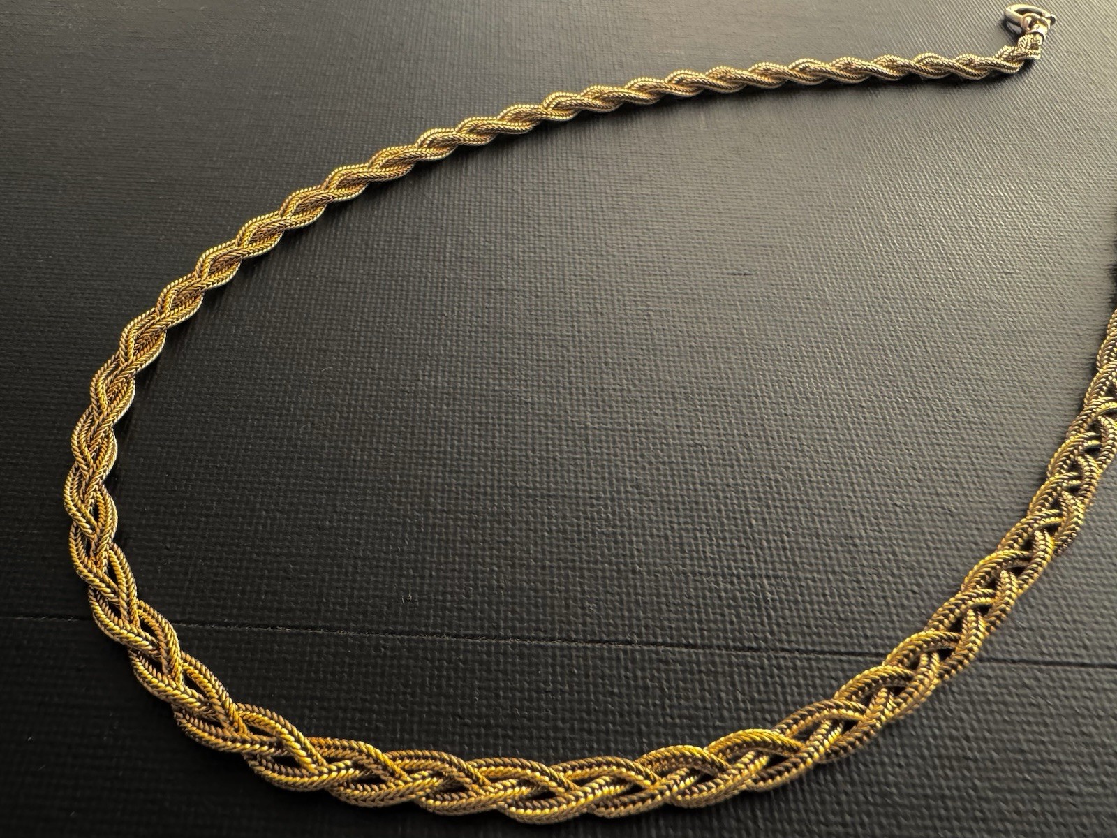 Vintage Mid-Century 12k Gold Filled Braided Collar Necklace 18in