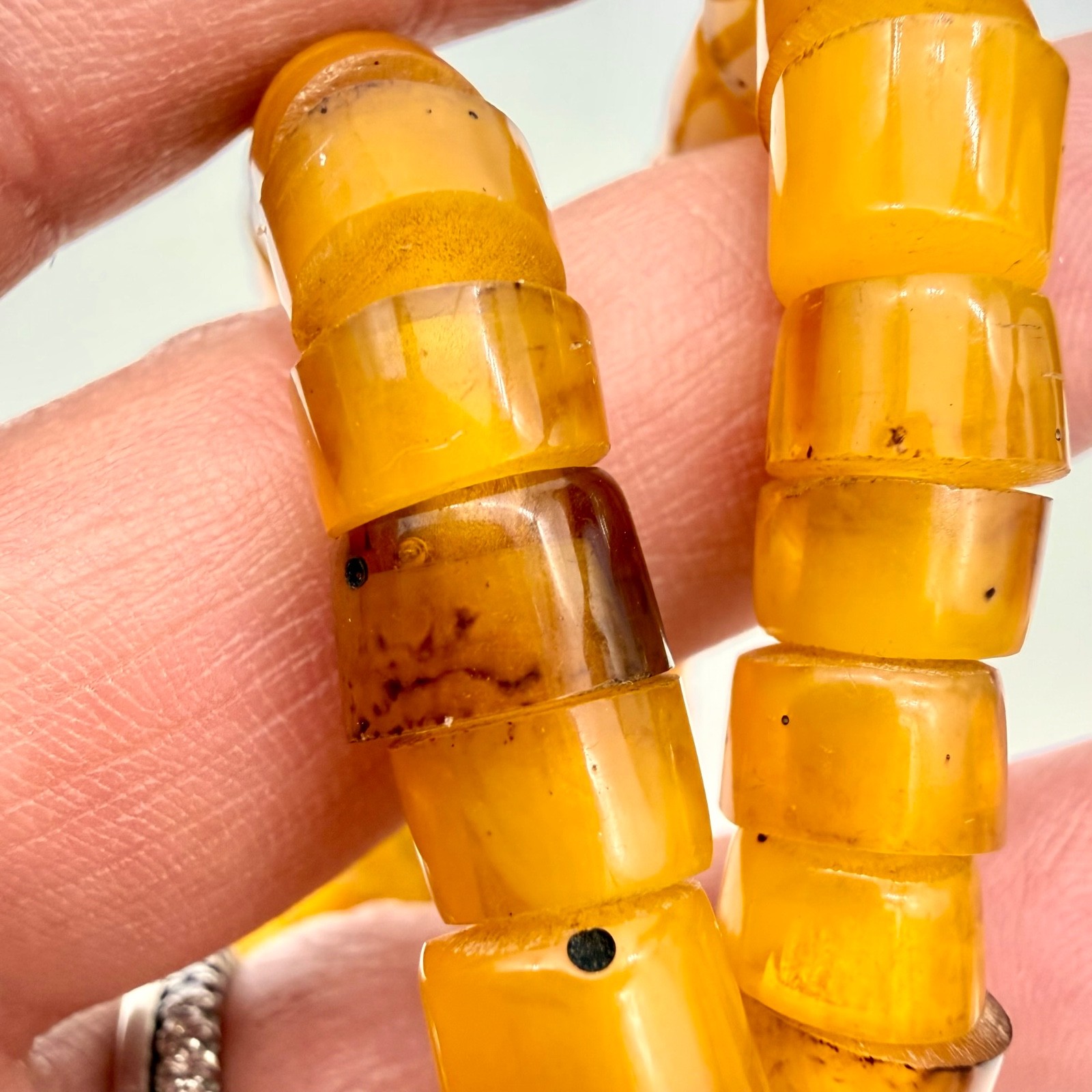 Vintage Tibetan Butterscotch Amber Resin Necklace 46g Egg Yolk Sherpa Trade Bead