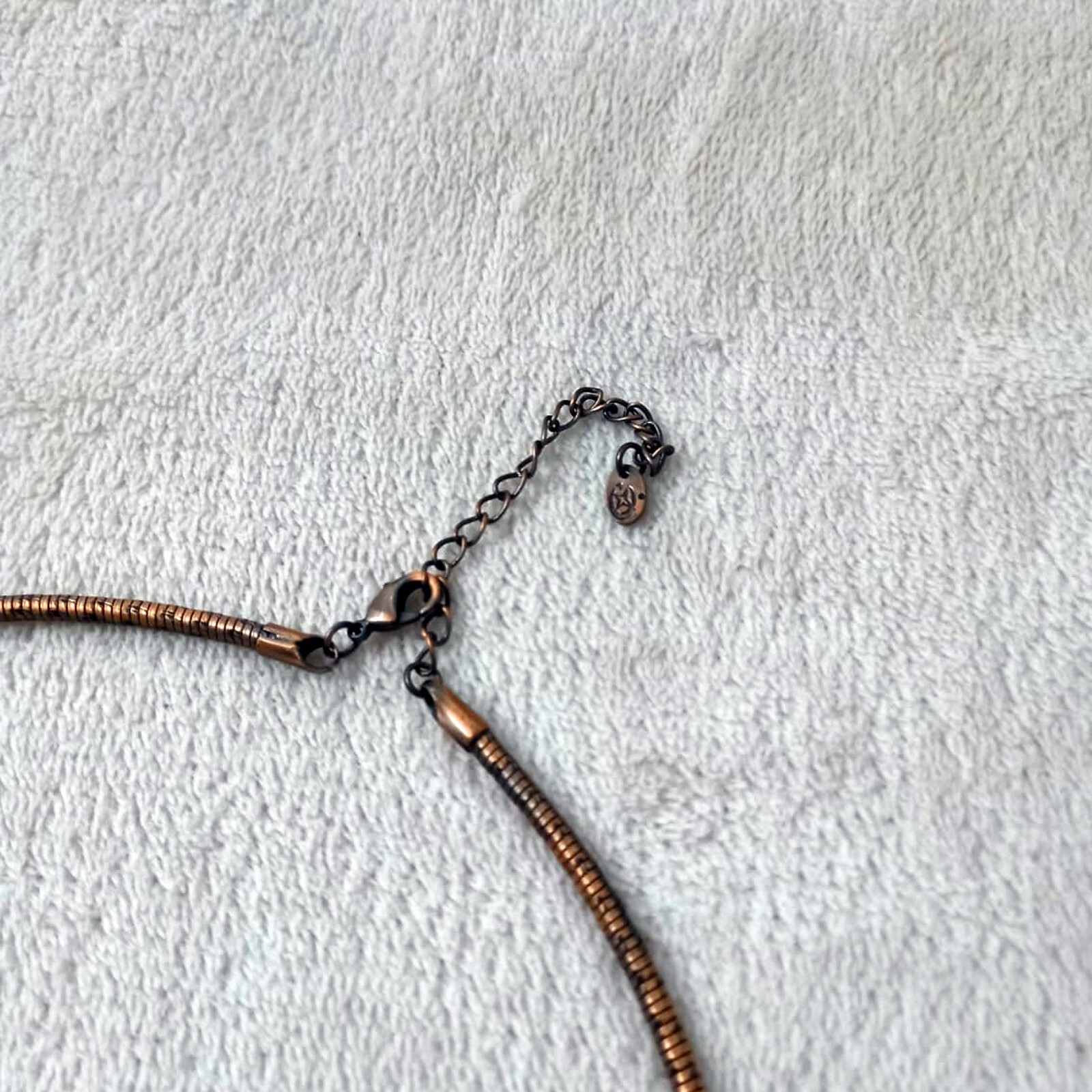Women’s Necklace With Earring Bird on a Branch Flower on Copper Band