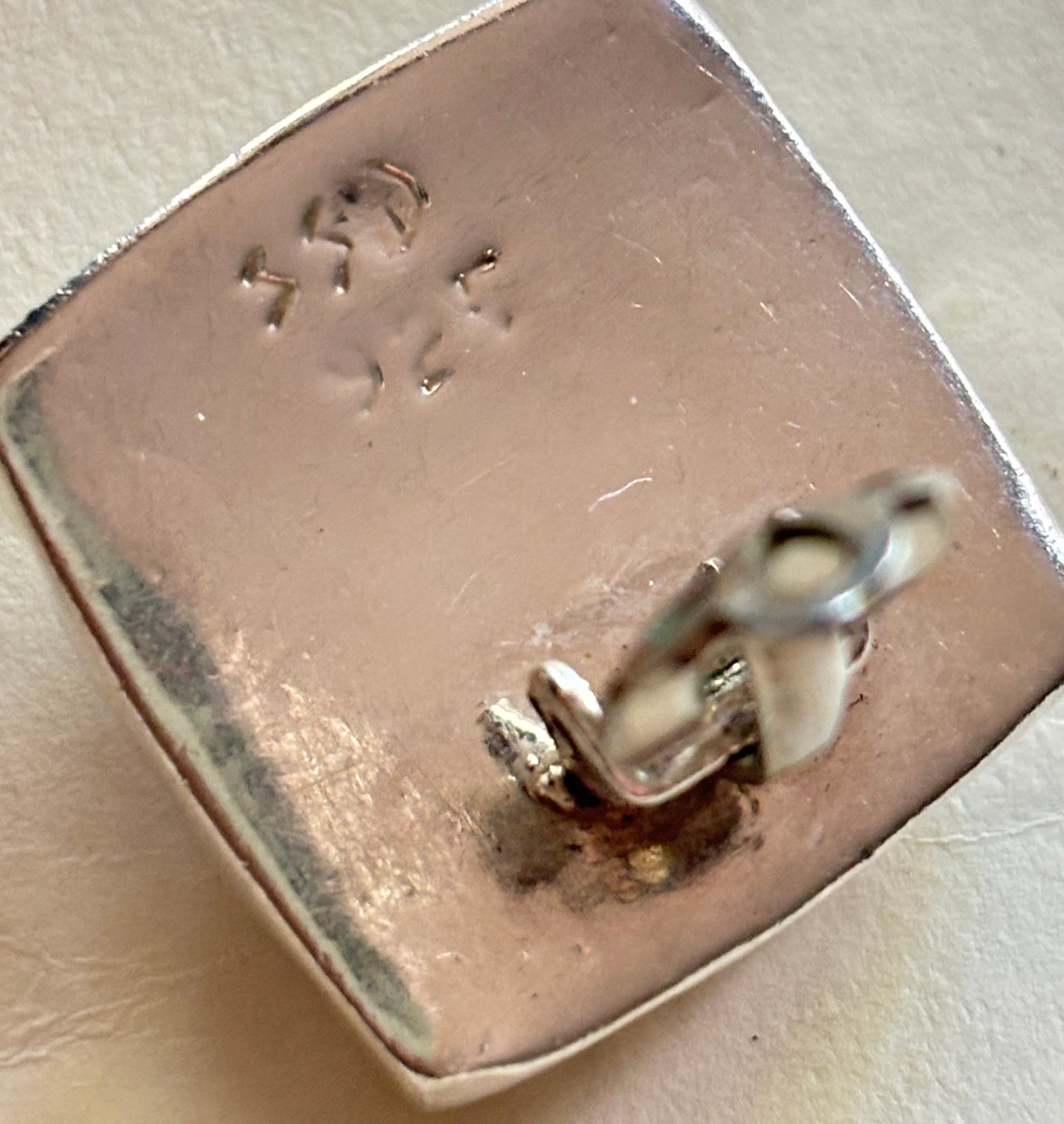 Simon Sebagg vintage sterling silver clip-on earrings stamped 925 Square Knit