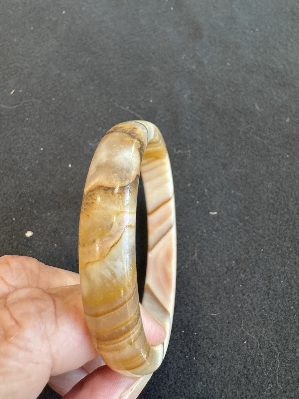 Vintage Vintage Natural Agate Banded Bangle Bracelet
