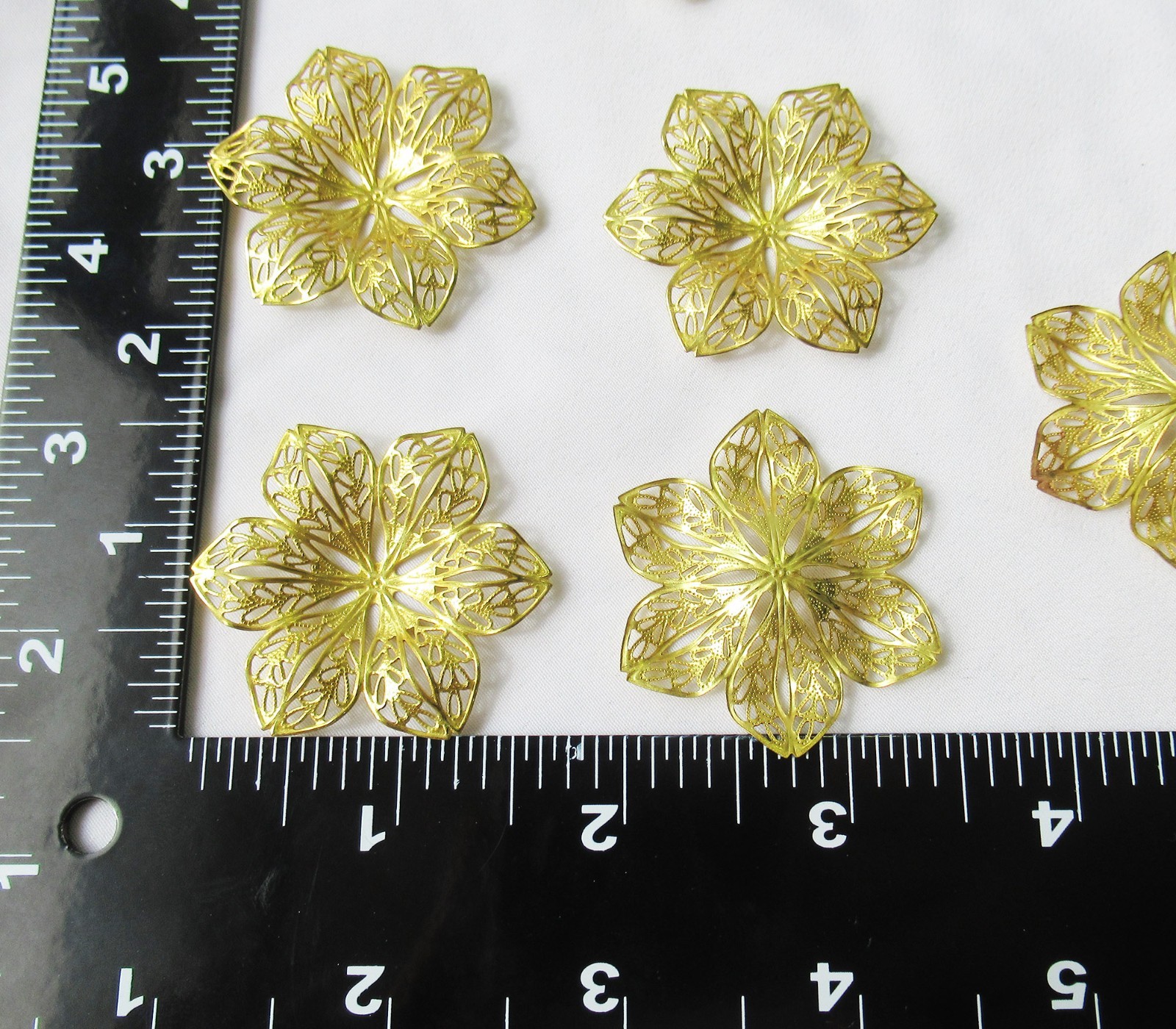 30pcs Petal Filigree 42mm Raw Brass Floral Stamping Findings