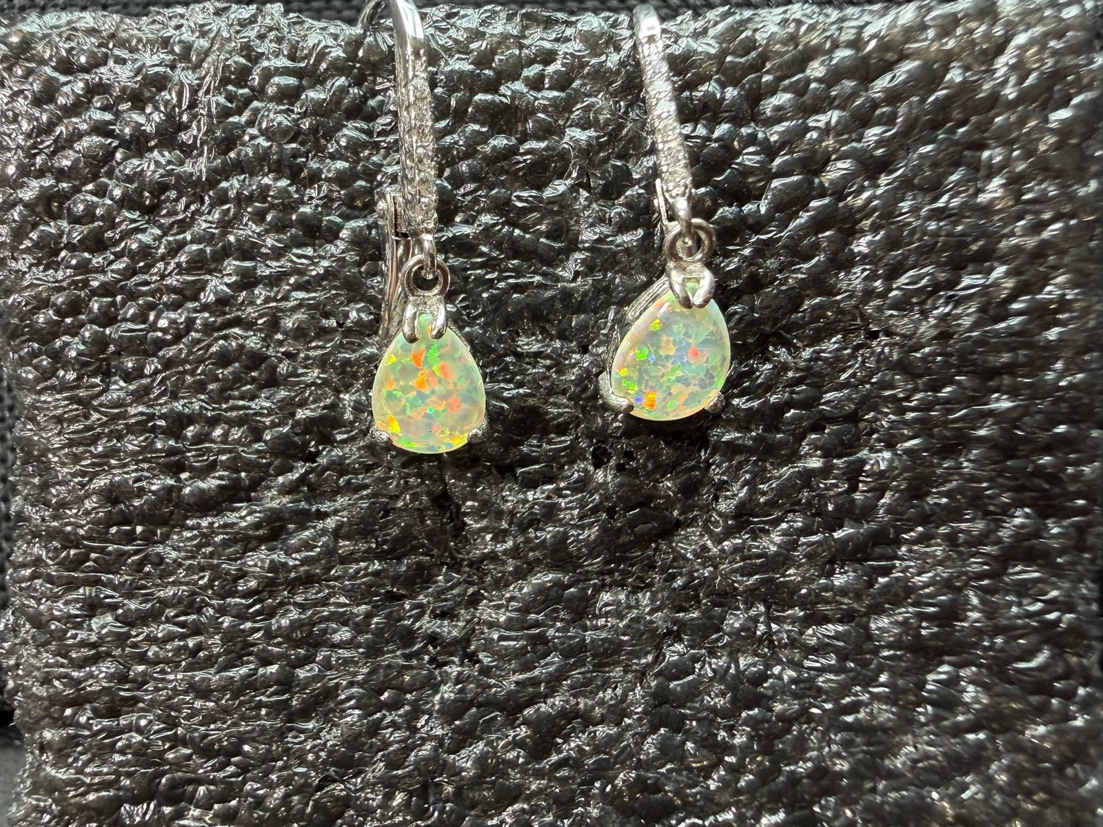 1.70g Vintage Sterling Silver 925 Drop Dangle Earrings Iridescent Sparkling M